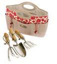 Set � cadeaux 4 pi�ces - Sac de jardin en toile tiss�e robuste au motif Cressida, avec 8 poches int�rieur. Contient: 1 sac en toile, 1 petite pelle, 1 petite griffe de jardin et 1 petite b�che.