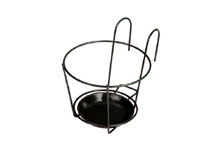 Porte-pot � fleurs avec soucoupe - Noir, avec crochets pour le balcon en fil de fer,167mm H 120mm�