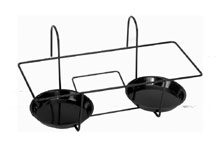 Porte-pots � fleurs avec soucoupe - Lisa,Noir,pour 2 pots,crochets pour le balcon,fil de fer,41cm long. 15cm larg.